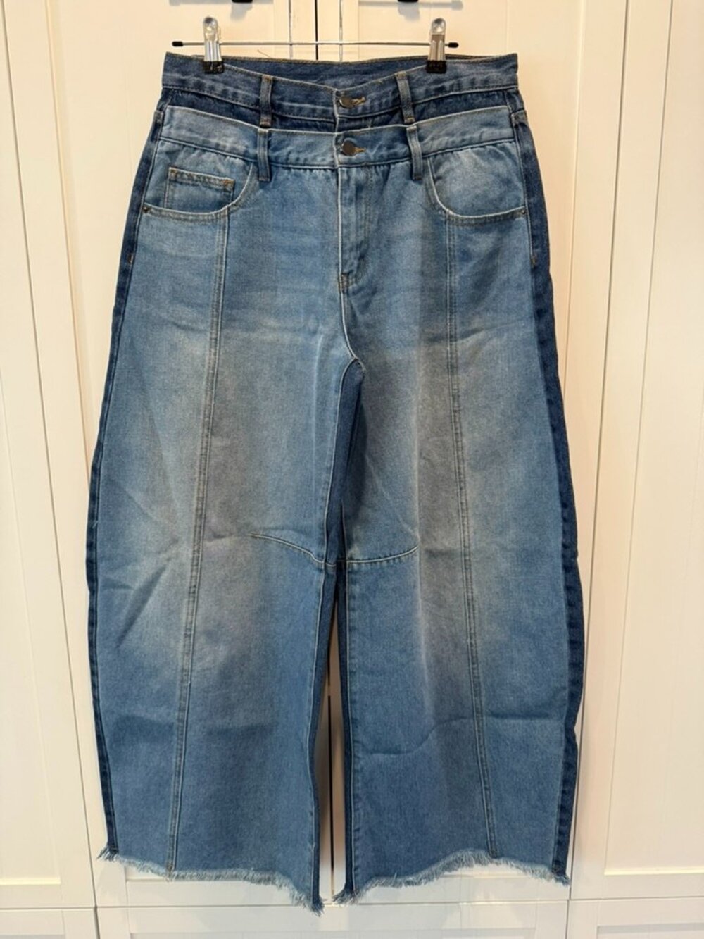 Cider High-Rise Wide Leg Boyfriend Jeans Two Tone Panel